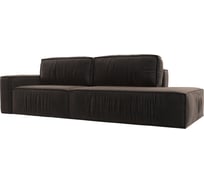 Прямой диван Лига диванов Прага модерн подлокотник слева полностью Велюр Коричневый 116791L