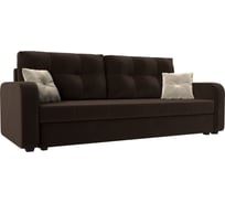 Прямой диван Лига диванов Ливерпуль Лайт полностью микровельвет коричневый, подушки микровельвет КОР/беж 117197