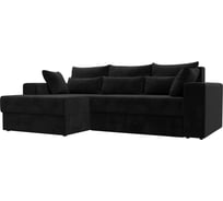 Угловой диван Лига диванов Майами левый основа велюр черный, подушки велюр ЧЕРН/черн/черн 114924L