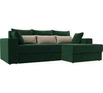 Угловой диван Лига диванов Майами правый основа велюр зеленый, подушки велюр ЗЕЛ/беж/зел 114917