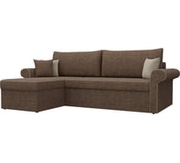 Угловой диван Лига диванов Милфорд угол левый полностью рогожка коричневая, кант рогожка бежевая, подушки рогожка КОР/беж/кор 29055L