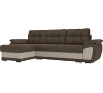 Угловой диван Лига диванов Нэстор левый угол основа рогожка коричневая, вставка рогожка бежевая 100420L