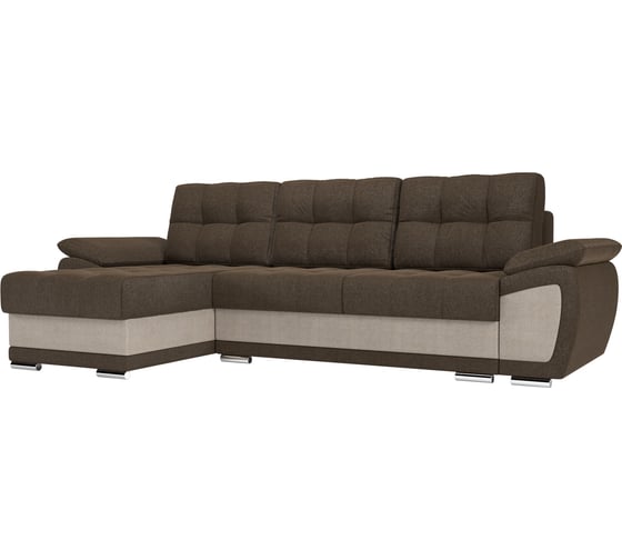 Угловой диван Лига диванов Нэстор левый угол основа рогожка коричневая, вставка рогожка бежевая 100420L 1