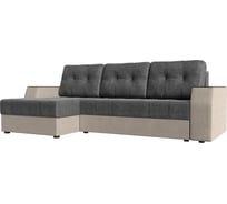 Угловой диван Лига диванов Эмир БС левый основа рогожка серая, компаньон рогожка бежевая 110408L