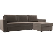 Угловой диван Лига диванов Траумберг Лайт правый полностью велюр коричневый 117148