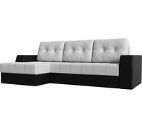 Угловой диван Лига диванов Эмир БС левый основа экокожа белая, компаньон экокожа черная 28402L