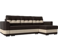 Угловой диван Лига диванов Честер правый основа экокожа коричневая, компаньон экокожа бежевая 110160