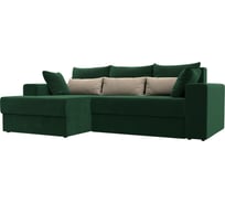 Угловой диван Лига диванов Майами левый основа велюр зеленый, подушки велюр ЗЕЛ/беж/зел 114917L