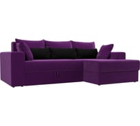 Угловой диван Лига диванов Майами правый основа микровельвет фиолетовый, подушки микровельвет ФИО/черн/фио 114906