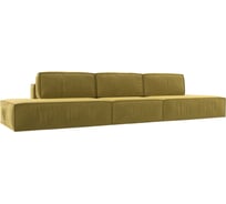 Прямой диван Лига диванов Прага лофт лонг полностью микровельвет желтый 116670