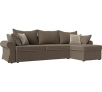 Угловой диван Лига диванов Элис правый полностью рогожка Корфу 03, кант микровельвет бежевый, подушки рогожка К-03/к-03/ микровельвет беж 110284