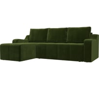 Угловой диван Лига диванов Элида левый полностью микровельвет зеленый 108678L