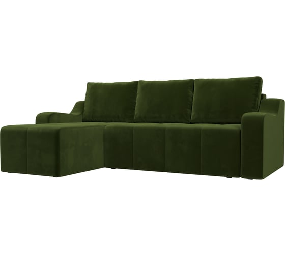 Угловой диван Лига диванов Элида левый полностью микровельвет зеленый 108678L 1