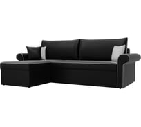 Угловой диван Лига диванов Милфорд угол левый полностью экокожа черная, кант экокожа белая, подушки экокожа ЧЕРН/черн/бел 29074L