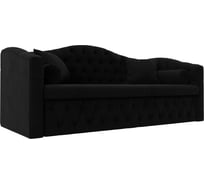 Прямой диван Лига диванов Мечта полностью микровельвет черный 112865