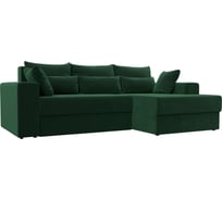 Угловой диван Лига диванов Майами правый основа велюр зеленый, подушки велюр ЗЕЛ/зел/зел 114916