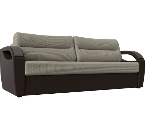 Прямой диван Лига диванов Форсайт основа рогожка Корфу 02, компаньон экокожа коричневая 111698 1