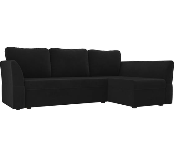 Угловой диван Лига диванов Гесен правый полностью велюр черный 106796 1