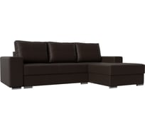 Угловой диван Лига диванов Дрезден правый полностью экокожа коричневая 111810