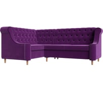 Угловой диван Лига диванов Бронкс угол левый полностью микровельвет фиолетовый, кант микровельвет черный 104578L