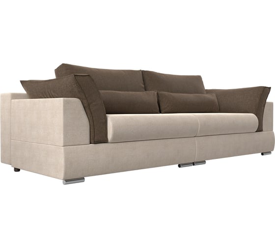 Прямой диван Лига диванов Пекин основа рогожка бежевая, компаньон рогожка коричневая 118156 1