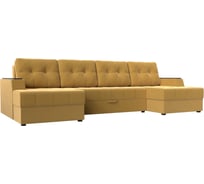 П-образный диван Лига диванов Эмир полностью микровельвет желтый 110945