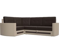 Угловой диван Лига диванов Белла левый основа экокожа коричневая, компаньон экокожа бежевая 117663L