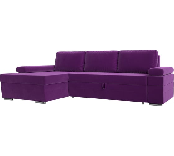 Угловой диван Лига диванов Канкун левый угол полностью микровельвет фиолетовый 118222L 1