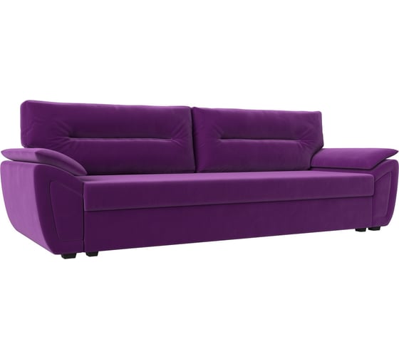 Прямой диван Лига диванов Нэстор Лайт полностью микровельвет фиолетовый 117598 1