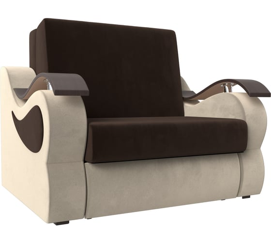 Прямой диван Лига диванов Меркурий 120 основа микровельвет коричневый, компаньон микровельвет бежевый 106335 1