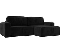 Угловой диван Лига диванов Прага классик правый угол полностью Велюр Черный 116770