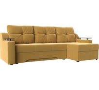 Угловой диван Лига диванов Сенатор правый полностью микровельвет желтый 112267