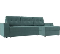 Угловой диван Лига диванов Эмир БС правый полностью Велюр бирюзовый 110446