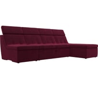 Угловой модульный диван Лига диванов Холидей Люкс полностью микровельвет бордовый 112634
