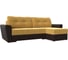 Угловой диван Лига диванов Амстердам правый основа микровельвет желтый, компаньон экокожа коричневая 117809 2