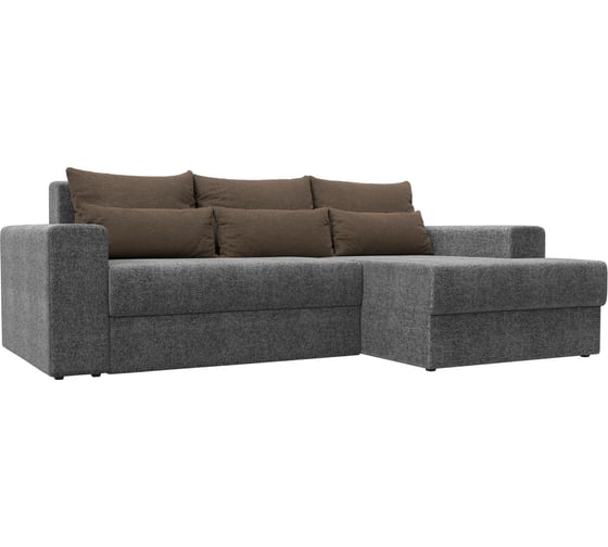 Угловой диван Лига диванов Майами правый основа рогожка серая, подушки рогожка КОР/кор/сер 114934 1