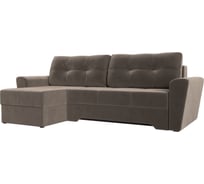 Угловой диван Лига диванов Амстердам левый полностью велюр коричневый 105067L