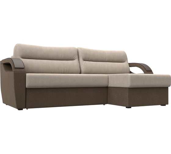 Угловой диван Лига диванов Форсайт правый основа рогожка бежевая, компаньон рогожка коричневая 111602 1