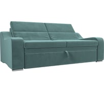 Прямой диван Лига диванов Медиус полностью велюр бирюзовый 107049