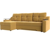 Угловой диван Лига диванов Сенатор левый полностью микровельвет желтый 112267L