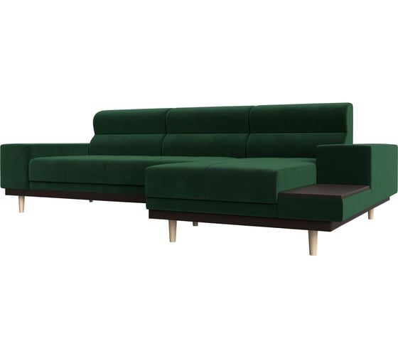 Угловой диван Лига диванов Леонарло правый угол полностью велюр зеленый 116919 1