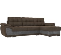 Угловой диван Лига диванов Нэстор правый основа рогожка коричневая, вставка рогожка серая 100421