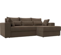 Угловой диван Лига диванов Майами правый полностью рогожка коричневая, подушки рогожка Кор/кор/кор 114929