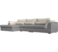 Угловой диван Лига диванов Пекин Long угол левый основа рогожка серая, компаньон рогожка бежевая 118180L