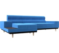 Угловой диван Лига диванов Леонарло левый угол полностью велюр голубой 116918L