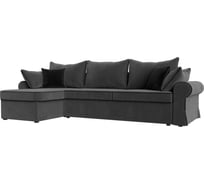 Угловой диван Лига диванов Элис левый полностью велюр серый, кант велюр черный, подушки велюр СЕР/сер/черн 110266L