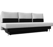 Прямой диван Лига диванов Самана основа экокожа белая, царга экокожа черная, подушки экокожа белая, вставка экокожа черная 118037