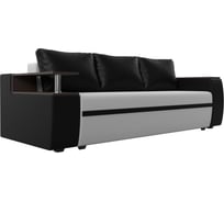 Прямой диван Лига диванов Ричмонд основа экокожа белая, компаньон экокожа черная, подушки экокожа черная 114995