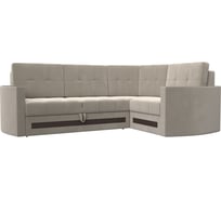 Угловой диван Лига диванов Белла правый полностью микровельвет бежевый 117625