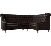 Угловой диван Лига диванов Бронкс угол правый полностью экокожа коричневая, кант экокожа бежевая 114593